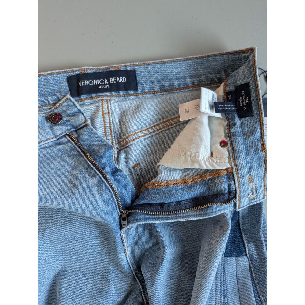 NWT Veronica Beard Vicki Patchwork Wide-Leg Jean Sz 28 Wanderer Undone #9M511 - Picture 9 of 12